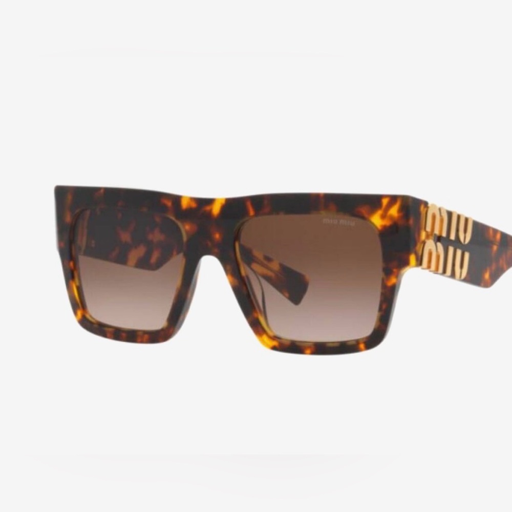 Miu Miu Tortoiseshell Square Sunglasses with Brown Gradient Lenses.